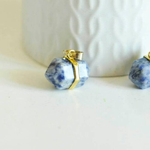 Pendentif pointe sodalite bleue,fourniture créative,pendentif bijoux, fabrication bijoux, pendentif pierre,sodalite naturelle,22mm-g1145