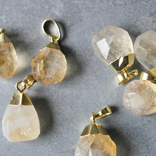 Golden faceted citrine drop pendant,citrine pendant, stone pendant, natural citrine, stone jewelry,19-21mm g3939