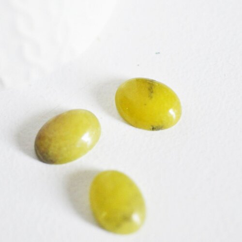 Cabochon jade vert olive,pierre naturelle,cabochon ovale,creation bijou,pierre verte,jade naturel,jade vert,13x18mm,l'unité g5045