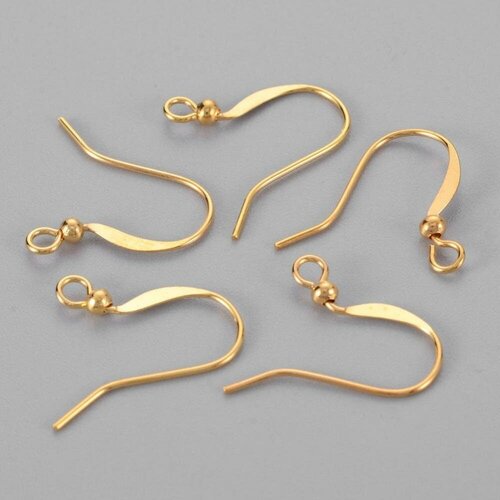 Supports de boucles hameçons avec anneau laiton doré 15mm,fournitures oreilles percées, création  boucles dorées,lot de 20 g5975