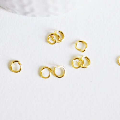 Anneaux ronds acier doré, fournitures acier,anneaux ouverts, fournitures dorées,sans nickel,anneaux dorés,apprêt doré, lot de 50, 6mm-g2089