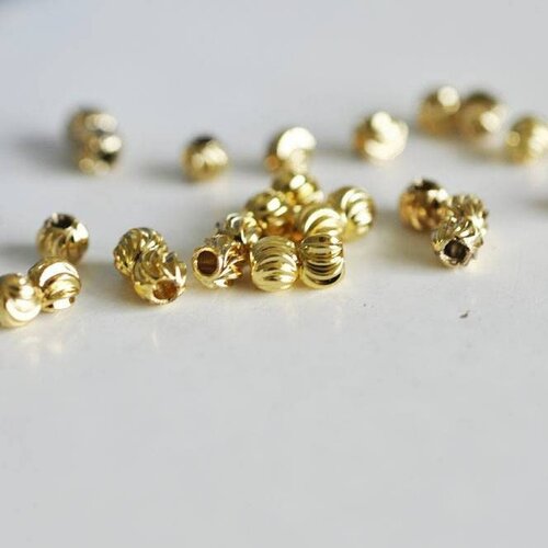 Perles intercalaires laiton doré 18k, perles dorées, création bijoux,fournitures créatives,perles relief, les 10,4mm g307