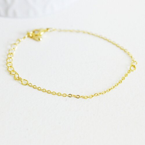 Bracelet chaine dorée forçat 16k 0.5microns,création bijoux bracelet chaine doree,1.8mm, chaine complète avec fermoir,17cm, l'unité g5340
