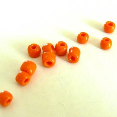 Grosses perles rocaille orange,fournitures pour bijoux, perles rocaille, orange opaque, lot 10g, diamètre 4mm -g187