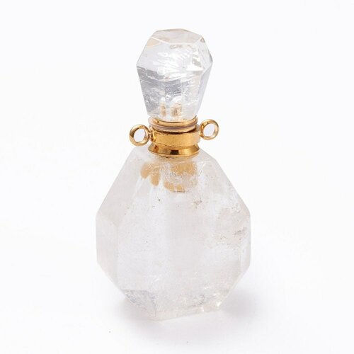 Pendentif bouteille parfum cristal de roche, pendentif pierre naturelle,pendentif collier,pendentif quartz naturel,39mm,l'unité g5222