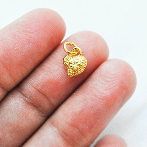 Perle coeur zamac doré,fournitures créatives, sans nickel,creation bijoux,perle géométrique,9.5mm,lot de 5 g7514