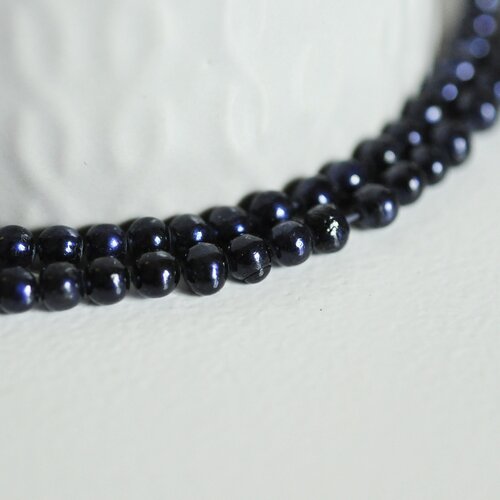 Perle naturelle noire, perle teintée, fourniture créative,perle percée,perle de culture, perle eau douce, 4mm,le fil de 38 cm-g1256