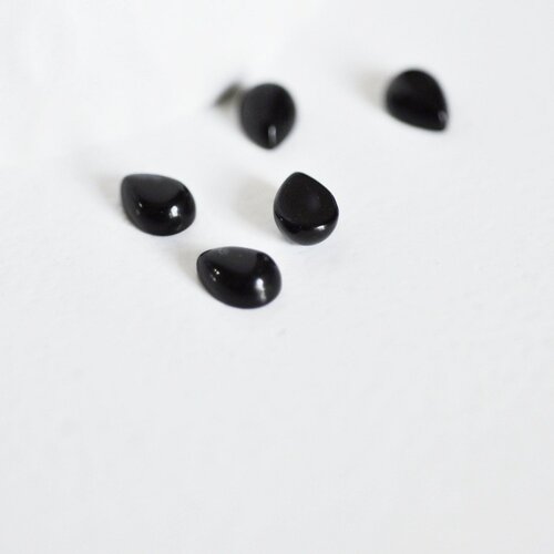 Cabochon goutte obsidienne noire, obsidienne naturelle,pierre naturelle, cabochon pierre, création bijoux,6x8mm, l'unité,g2272