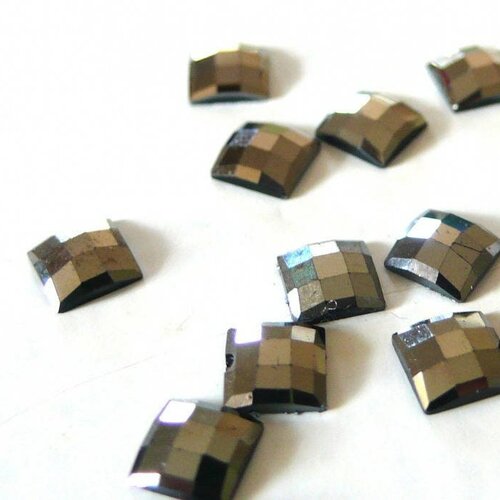 Cabochon strass noir reflets carrés,fournitures créatives, cabochon plastique,strass couture,5mm,lot 5 grammes,g4870