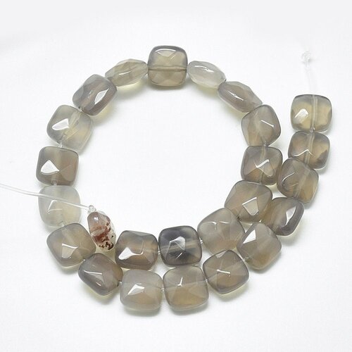 Perle carré agate grise naturelle 8-8.5mm,bijou pierre naturelle,agate naturelel,perle pierre,le fil de 20-25 perles g5878