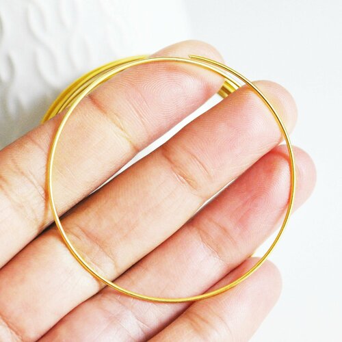 Cercle fil d'acier doré 1mm,fil fin métallique pour la création bijoux sans nickel, le cercle de 5.5cm,largeur 1mm lot de 2 cercles,g3459