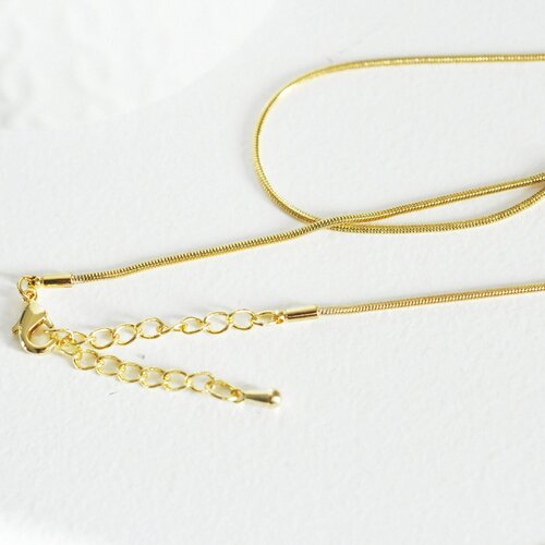 Chaine fine dorée serpent 16k 2.5 microns,chaine collier, création bijoux, chaine complète,chaine dorée,1.5 mm, 44cm,l'unité,g3269