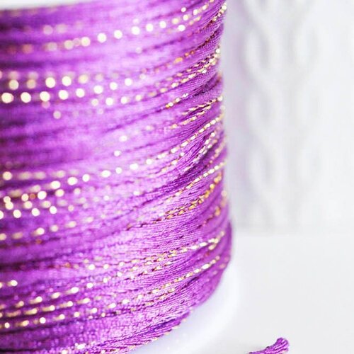 Cordon violet or, fabrication bijoux, création bijoux,ruban mariage,fourniture créative, scrapbooking, largeur 1.8mm, longueur 1 mètre-g1750