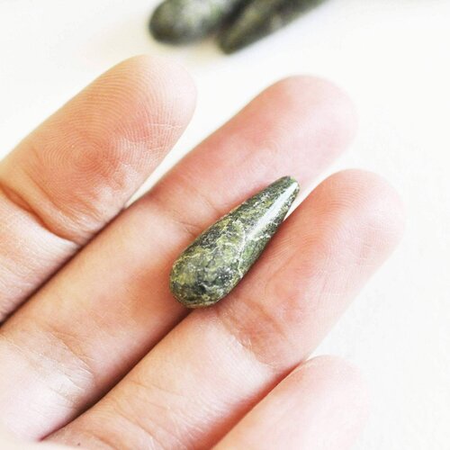 Perle goutte semi-percée en jaspe dentelle vert naturel perles en pierre pour creation de bijoux en pierre naturelle,24-25mm, lot de 5 g5156