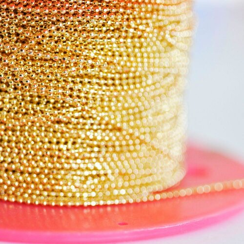 Chaine boule dorée 16k, fourniture créative, chaine bijou,or véritable, création bijoux, grossiste chaine,1.5mm, 1 metre-g931