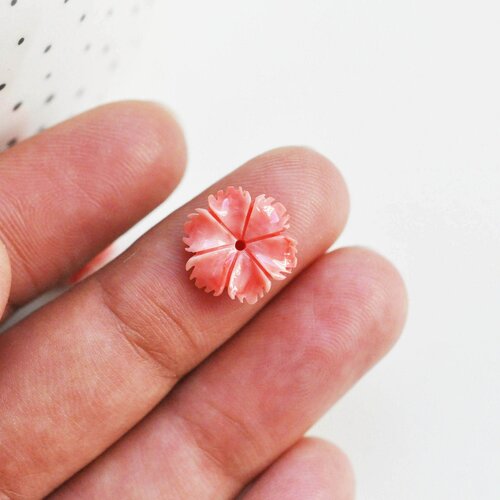 Perle fleur bambou de mer rose,perle imitation corail pour fabrication bijoux en bambou de mer naturel,lot de 5 perles,13mm g3518