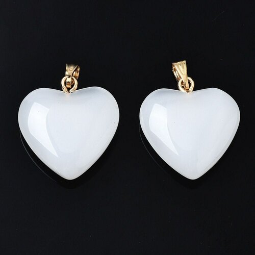 Pendentif coeur doré carats verre blanc 22mm, pendentif amour doré cristal, création bijoux, l'unité g6208