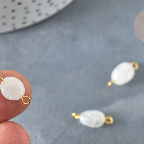 Pendentif connecteur pierre de lune naturelle blanche nuggets 14-18 mm, pendentif bijoux pierre, l'unité g7355