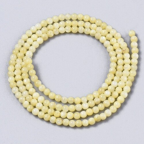 Perle ronde nacre jaune,perles coquillage, fabrication bijoux,perle ronde nacre,coquillage naturel,fil 180 perles,2.5mm g5452