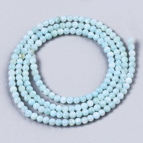 Perle ronde nacre bleu turquoise,perles coquillage, fabrication bijoux,perle ronde nacre,coquillage naturel,fil 180 perles,2.5mm g5450