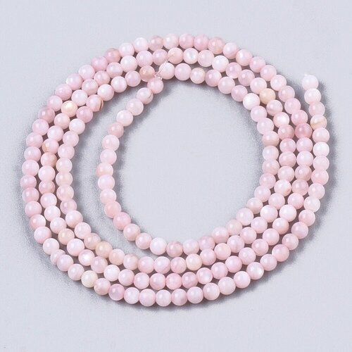 Perle ronde nacre rose,perles coquillage, fabrication bijoux,perle ronde nacre,coquillage naturel,fil 180 perles,2.5mm g5451