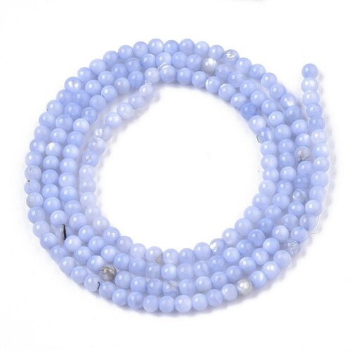 Perle ronde nacre bleue,perles coquillage, fabrication bijoux,perle ronde nacre,coquillage naturel,fil de 40 cm,2.5mm g5454