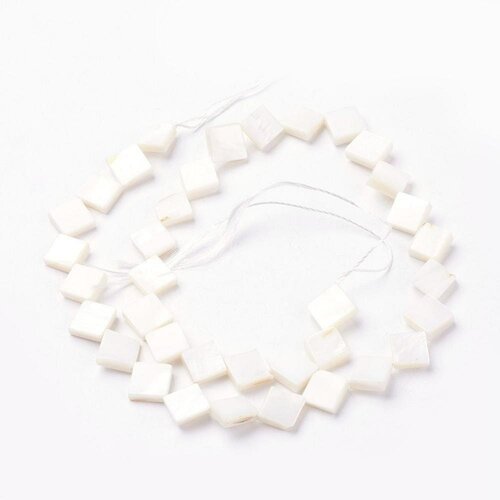 Perle losange nacre blanche naturelle, fourniture créative, pendentif losange, coquillage blanc, création bijoux, 13mm, lot de 10-g1363