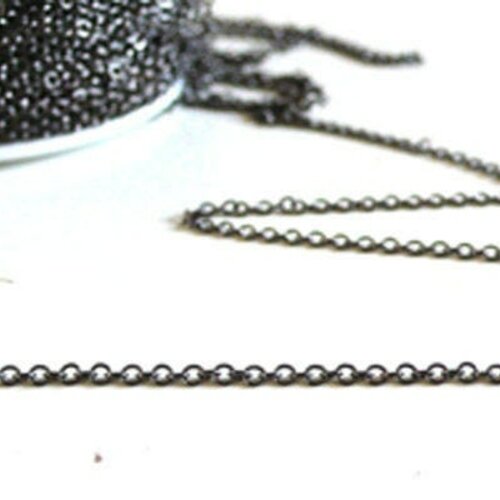 Chaine fine metalgun forçat, fourniture créative, chaine noire bijou, création bijoux, grossiste chaine,chaine laiton,1.5 mm, 5 mètres-g1395