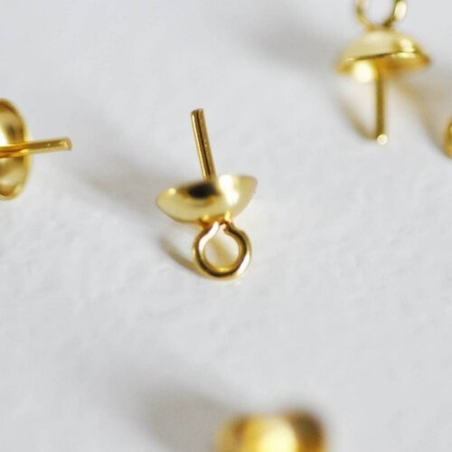 Bélière dorée, fourniture créative,support à coller,support pendentif doré, support perle pendentif,création collier,8x5mm, lot de 10-g508
