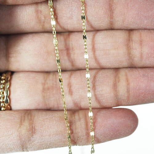 Chaine fine dorée fantaisie 16k,chaine plaquée or 2.5 microns, chaine collier,création bijoux, chaine complète,chaine dorée,1.3 mm,45cm g309