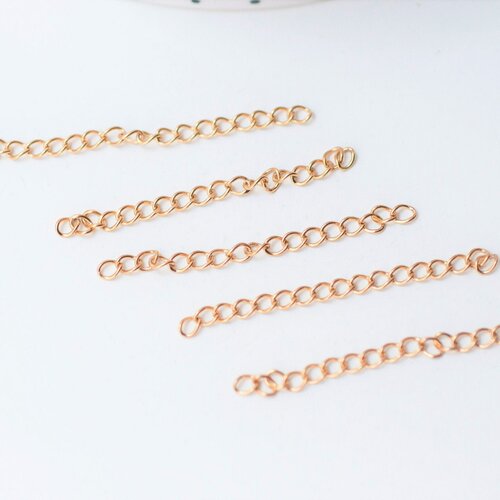 Chaine extension acier doré, acier doré inoxydable sans nickel,création bijoux,47-53mm,lot de 5 g4759