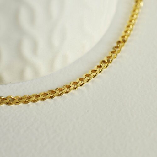 Gold steel chain 18k flat mesh, quality chain, jewelry creation, complete chain, stainless steel, 3x4mm, sold by meter-g1620