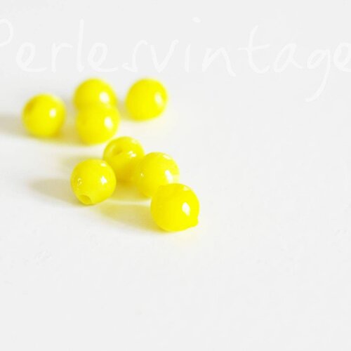 Perles verre jaune,perles rondes, perles verre,perles jaunes, création bijoux, perle colorée,lot de 10 perles, 6mm-g2090