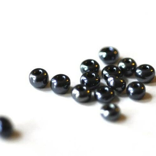 Grosses perles rocaille noir irisé,fournitures pour bijoux, perles rocaille noire,rocaille noire,noir irisé, lot 10g,diamètre 4mm g3674
