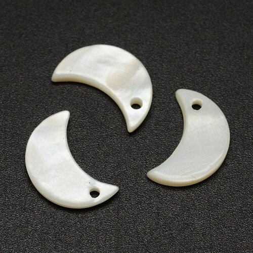 Pendentif lune nacre blanche naturelle, pendentif lune,bijou nacre,coquillage blanc, création bijoux, 13mm, lot de 10-g905