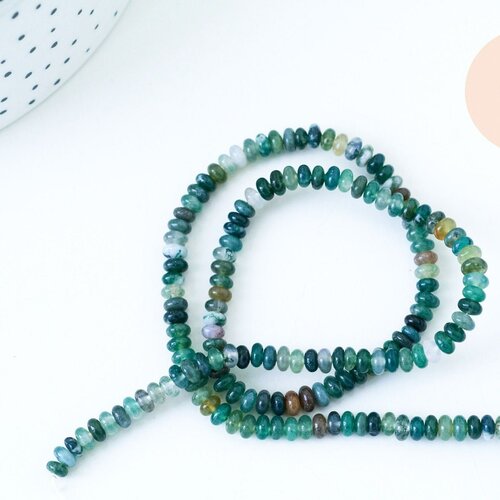 Perle rondelle agate rondelle vert, perle agate naturelle création bijoux en pierre naturelle,4x2mm,fil de 39cm g5527