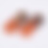 Pendentif goutte bois résine rectangle orange corail, perle bois naturel,  perle géométrique,perle rectangle bois,17mm,les 5 g4662