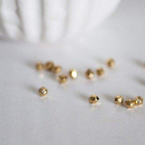 Perles intercalaires facettées en argent tibétain doré 4x3.5mm, perles dorées, création bijoux, lot de 50-g1547