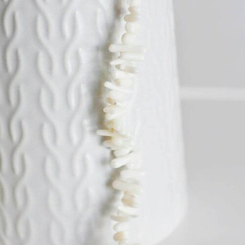 Perles en corail blanc,perles corail, fabrication bijoux,corail naturel,perle coquillage,coquillage blanc,fil 38cm-g985