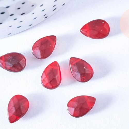 Perle goutte facetté rouge cristal 12x8mm,perle doré cristal, création bijoux, les 2 g6877