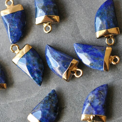 Pendentif corne lapis lazulis, fournitures créatives,pendentif bijoux, pendentif pierre,lapis lazulis naturel,20mm,l'unité g3949