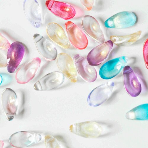 Perles cristal goutte multicolore, cristal autrichien, perles goutte, perle création bijoux,,6.5x12.5mm,lot de 50 g4186