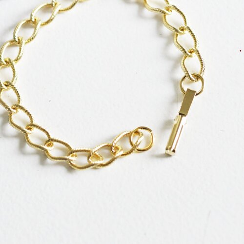 Bracelet gros maillons doré 14k 19cm, un bracelet doré à gros maillons pour création de bijoux,g1201