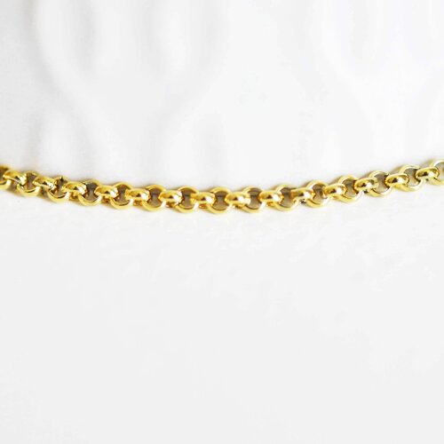 Chaine acier doré 18k maille rollo,chaine qualite,chaine collier, création bijoux,chaine au mètre,acier inoxydable,2mm, au mètre-g2057