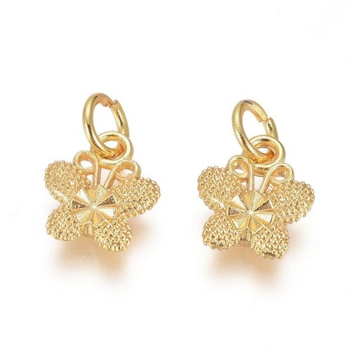 Pendentif papillon zamac doré,fournitures créatives, sans nickel,creation bijoux,perle géométrique,9.5mm,lot de 5 g5455