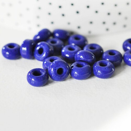 Perle rondelle donut verre opaque bleu foncé,des perles reondelles verre pour vos créations de bijoux et bracelet,3-5x9mm, lot de 20 g4596