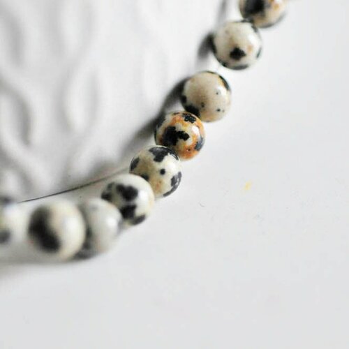 Perles jaspe dalmatien,  perles rondes, jaspe tacheté,pierre naturelle,perles jade,perles pierre, le fil de 65,6mm, g6597