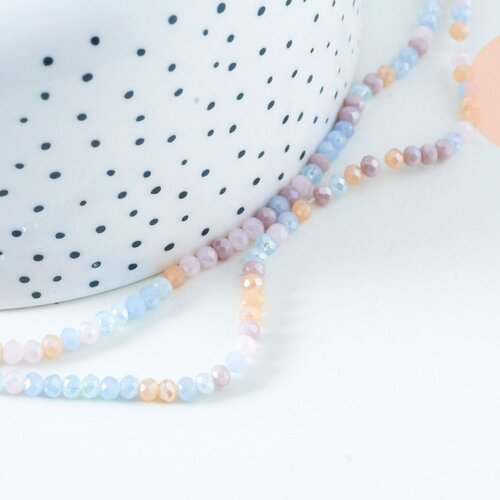 Perles toupies cristal pastel irisé 3.5x3mm,  perle cristal verre facette,fil de 40cmcm g6172