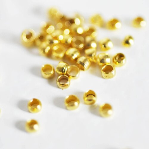 Perles à écraser dorées, fournitures créatives, perles dorées, création bijoux, laiton doré,5 grammes, 2x1mm-g1881