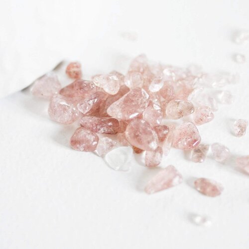 Sable quartz fraise, fournitures créatives, chips mineral,cristal naturel, pierre semi-precieuse, création bijoux, sachet 20 grammes g401